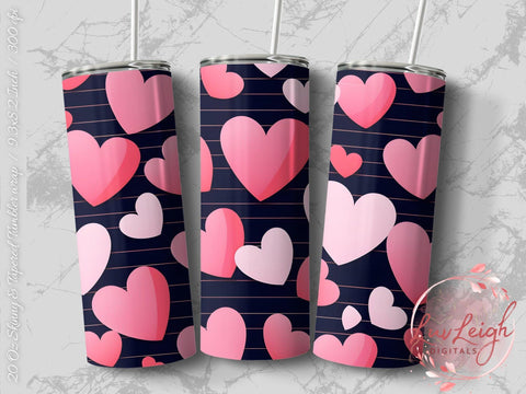 Valentine's Tumbler wrap, Hearts Pattern wrap png Sublimation Luvleigh Digitals 