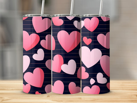 Valentine's Tumbler wrap, Hearts Pattern wrap png Sublimation Luvleigh Digitals 