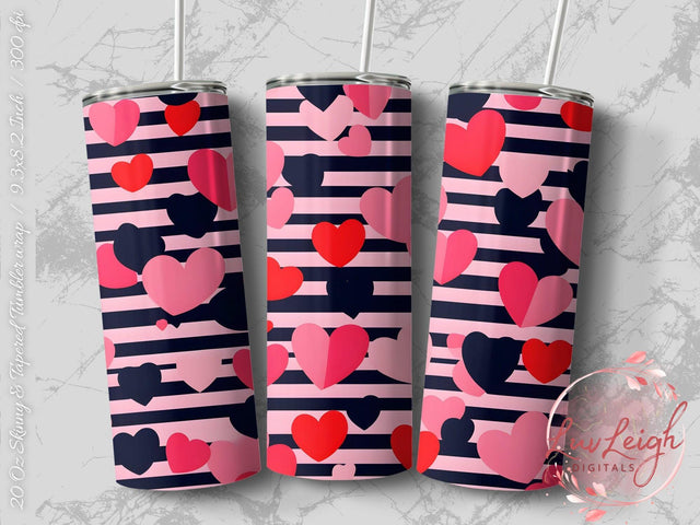 Valentine's Tumbler wrap, Hearts Pattern wrap png Sublimation Luvleigh Digitals 