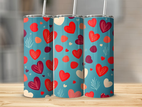 Valentine's Tumbler wrap, Hearts Pattern wrap png Sublimation Luvleigh Digitals 