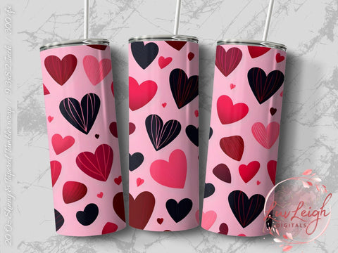 Valentine's Tumbler wrap, Hearts Pattern wrap png Sublimation Luvleigh Digitals 