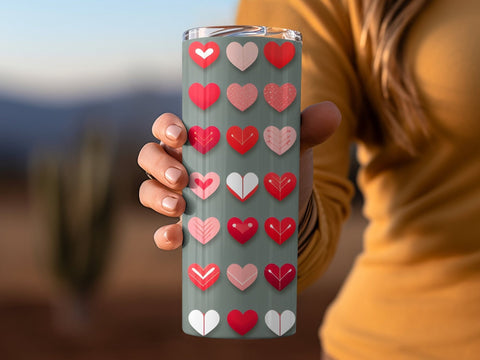 Valentine's Tumbler wrap, Hearts Pattern wrap png Sublimation Luvleigh Digitals 