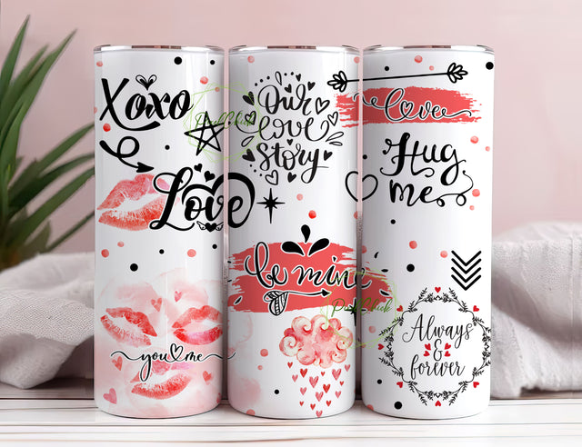 Valentines Tumbler Wrap PNG - Heart - 20oz Skinny Seamless Tumbler Wrap PNG - Sublimation Tumbler Template Sublimation PixelChick 