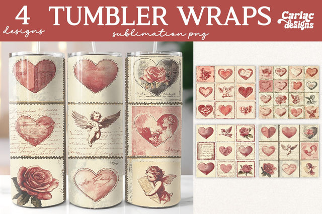 Valentines Tumbler Wrap Sublimation Sublimation Carla C Designs 