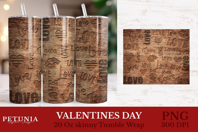 Valentines Tumbler Wrap | Wood Tumbler Sublimation Sublimation Petunia Digital Design 