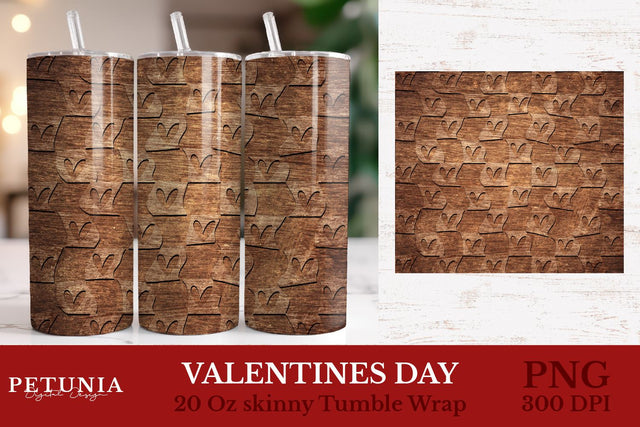 Valentines Tumbler Wrap | Wood Tumbler Sublimation Sublimation Petunia Digital Design 