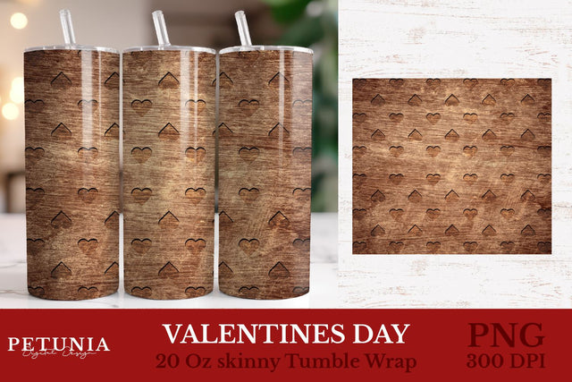 Valentines Tumbler Wrap | Wood Tumbler Sublimation Sublimation Petunia Digital Design 