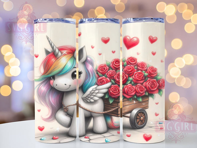 Valentine's Unicorn Tumbler Wrap, Unicorn Tumbler, 20oz Tumbler Wrap, Cute Unicorn Gift, Unicorn Sublimation, Valentine's Day Gift, Tumbler Design Sublimation SvggirlplusArt 