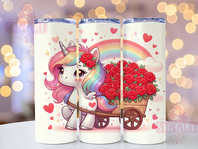 Valentine's Unicorn Tumbler Wrap, Unicorn Tumbler, 20oz Tumbler Wrap, Cute Unicorn Gift, Unicorn Sublimation, Valentine's Day Gift, Tumbler Design Sublimation SvggirlplusArt 