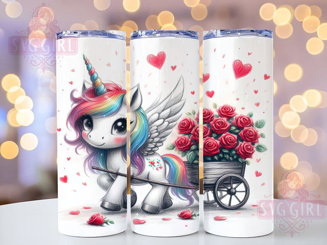 Valentine's Unicorn Tumbler Wrap, Unicorn Tumbler, 20oz Tumbler Wrap, Cute Unicorn Gift, Unicorn Sublimation, Valentine's Day Gift, Tumbler Design Sublimation SvggirlplusArt 