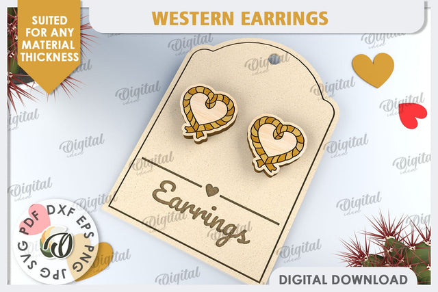Valentine's Western Earrings Laser Cut. Cowboy Earrings SVG SVG Evgenyia Guschina 