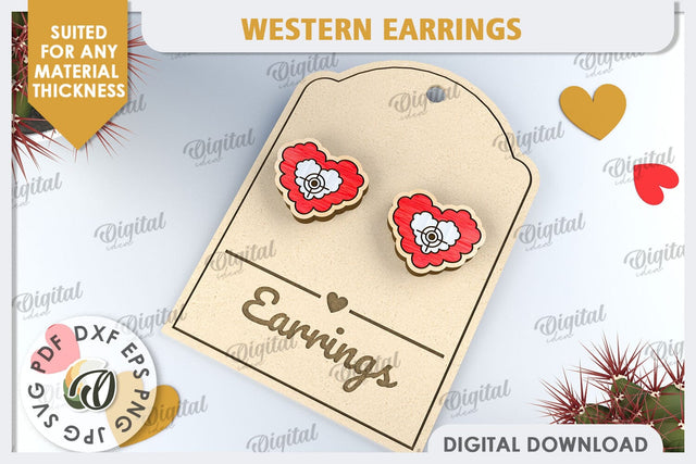 Valentine's Western Earrings Laser Cut. Cowboy Earrings SVG SVG Evgenyia Guschina 