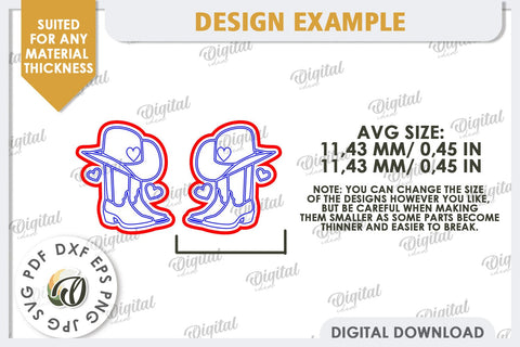 Valentine's Western Earrings Laser Cut. Cowboy Earrings SVG SVG Evgenyia Guschina 