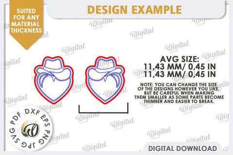 Valentine's Western Earrings Laser Cut. Cowboy Earrings SVG SVG Evgenyia Guschina 