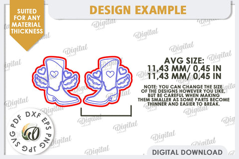 Valentine's Western Earrings Laser Cut. Cowboy Earrings SVG SVG Evgenyia Guschina 