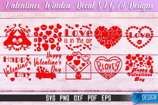 Valentine's Window Decal | Valentine's Day Design | Heart SVG SVG Fly Design 