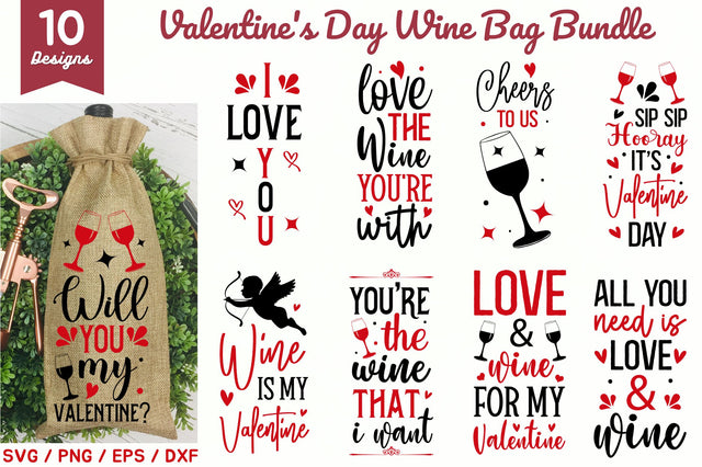 Valentines Wine Bag Bundle SVG Regulrcrative 