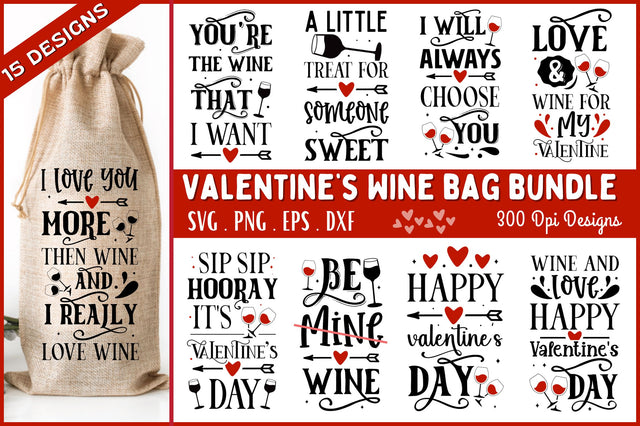 Valentines Wine Bag Bundle SVG Regulrcrative 