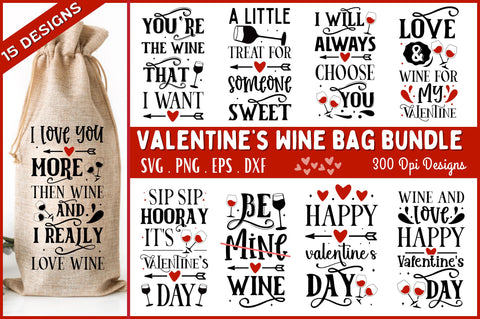 Valentines Wine Bag Bundle SVG Regulrcrative 
