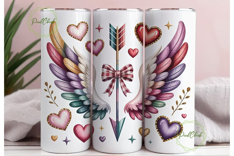 Valentine's Wings & Arrow 20oz Tumbler Sublimation PixelChick 