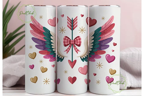 Valentine's Wings & Arrow 20oz Tumbler Sublimation PixelChick 