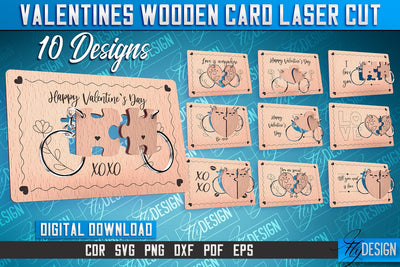 Valentine's Wooden Card Laser Cut | Valentine's Keychain Design | CNC Files SVG Fly Design 