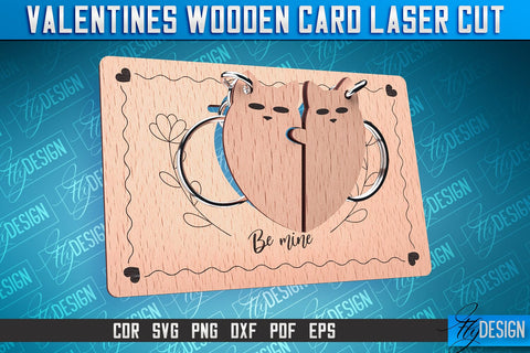 Valentine's Wooden Card Laser Cut | Valentine's Keychain Design | CNC Files SVG Fly Design 