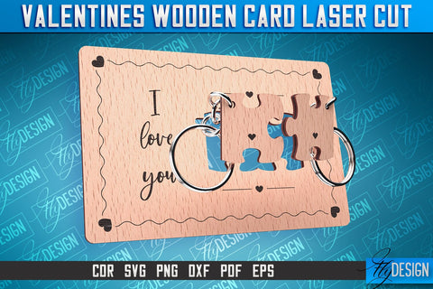 Valentine's Wooden Card Laser Cut | Valentine's Keychain Design | CNC Files SVG Fly Design 