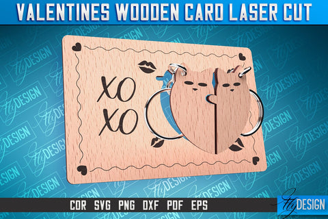 Valentine's Wooden Card Laser Cut | Valentine's Keychain Design | CNC Files SVG Fly Design 
