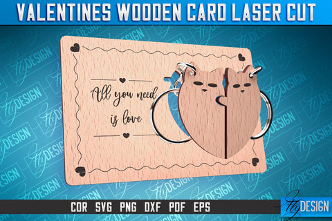 Valentine's Wooden Card Laser Cut | Valentine's Keychain Design | CNC Files SVG Fly Design 