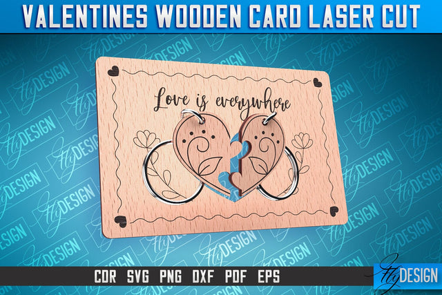 Valentine's Wooden Card Laser Cut | Valentine's Keychain Design | CNC Files SVG Fly Design 