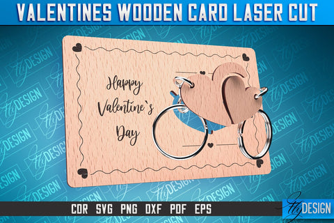 Valentine's Wooden Card Laser Cut | Valentine's Keychain Design | CNC Files SVG Fly Design 