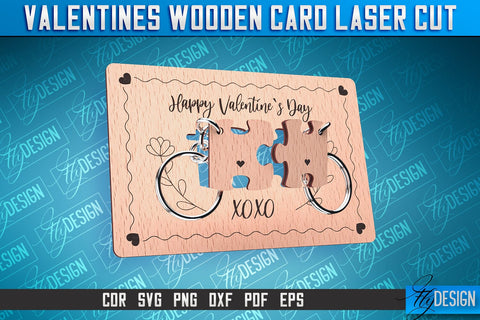 Valentine's Wooden Card Laser Cut | Valentine's Keychain Design | CNC Files SVG Fly Design 