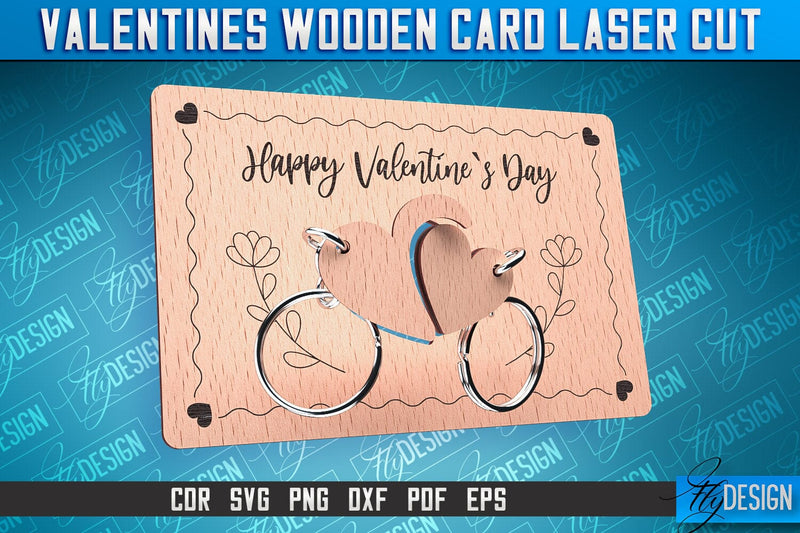 Valentine's Wooden Card Laser Cut | Valentine's Keychain Design | CNC Files SVG Fly Design 