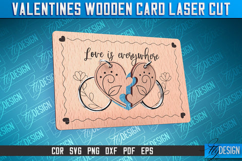 Valentine's Wooden Card Laser Cut | Valentine's Keychain Design | CNC Files SVG Fly Design 