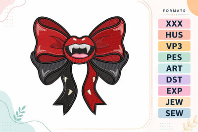 Vampire Fangs Monster Bow Halloween Embroidery Design Embroidery/Applique DESIGNS sg embroidery 