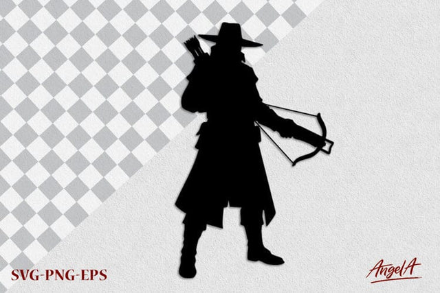 Vampire hunter with crossbow SVG Halloween horror clipart SVG Angelina Semenova 