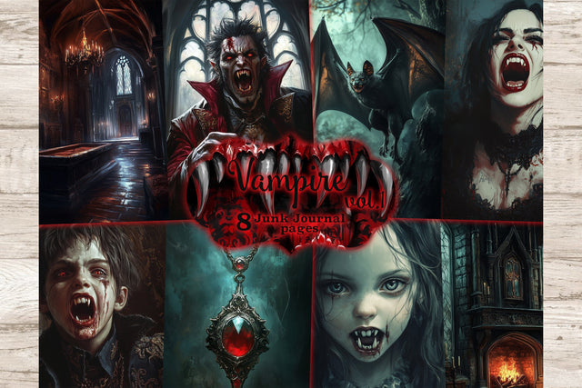 Vampire Junk Journal Pages | Horror Printable SVG GlamArtZhanna 