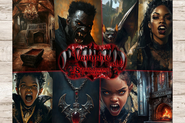 Vampire Junk Journal Paper | Digital Collage Sheet SVG GlamArtZhanna 