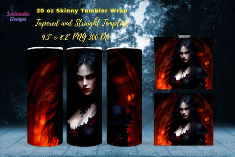 Vampiress Tumbler Wrap Halloween Bundle | Vampire Horror 20 Oz Tumbler Wraps Bundle | 20 Oz Skinny Tumbler Sublimation Design Sublimation Sublimatiz Designs 