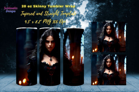 Vampiress Tumbler Wrap Halloween Bundle | Vampire Horror 20 Oz Tumbler Wraps Bundle | 20 Oz Skinny Tumbler Sublimation Design Sublimation Sublimatiz Designs 