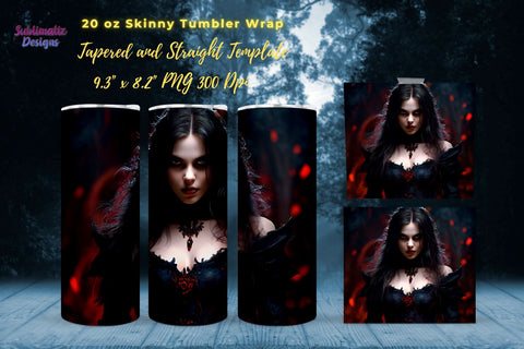Vampiress Tumbler Wrap Halloween Bundle | Vampire Horror 20 Oz Tumbler Wraps Bundle | 20 Oz Skinny Tumbler Sublimation Design Sublimation Sublimatiz Designs 