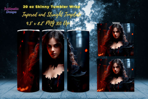 Vampiress Tumbler Wrap Halloween Bundle | Vampire Horror 20 Oz Tumbler Wraps Bundle | 20 Oz Skinny Tumbler Sublimation Design Sublimation Sublimatiz Designs 