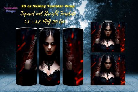 Vampiress Tumbler Wrap Halloween Bundle | Vampire Horror 20 Oz Tumbler Wraps Bundle | 20 Oz Skinny Tumbler Sublimation Design Sublimation Sublimatiz Designs 