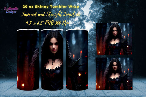 Vampiress Tumbler Wrap Halloween Bundle | Vampire Horror 20 Oz Tumbler Wraps Bundle | 20 Oz Skinny Tumbler Sublimation Design Sublimation Sublimatiz Designs 