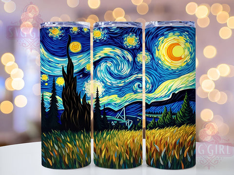 Van Gogh Starry Night 20oz Tumbler, Starry Night Design, Sublimation Tumbler, 20oz Tumbler, Art Inspired Drinkware, Night Sky Tumbler, Unique Gift Sublimation SvggirlplusArt 