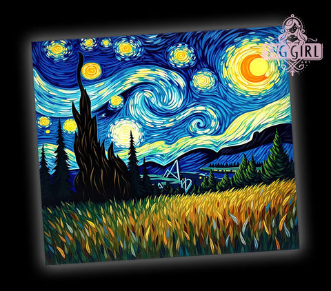Van Gogh Starry Night 20oz Tumbler, Starry Night Design, Sublimation Tumbler, 20oz Tumbler, Art Inspired Drinkware, Night Sky Tumbler, Unique Gift Sublimation SvggirlplusArt 