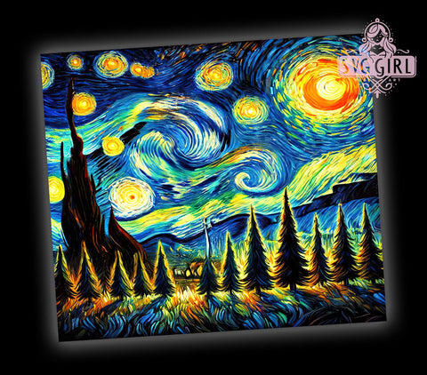 Van Gogh Starry Night 20oz Tumbler, Starry Night Design, Sublimation Tumbler, 20oz Tumbler, Art Inspired Drinkware, Night Sky Tumbler, Unique Gift Sublimation SvggirlplusArt 