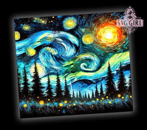 Van Gogh Starry Night 20oz Tumbler, Starry Night Design, Sublimation Tumbler, 20oz Tumbler, Art Inspired Drinkware, Night Sky Tumbler, Unique Gift Sublimation SvggirlplusArt 