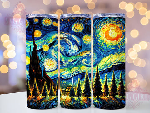 Van Gogh Starry Night 20oz Tumbler, Starry Night Design, Sublimation Tumbler, 20oz Tumbler, Art Inspired Drinkware, Night Sky Tumbler, Unique Gift Sublimation SvggirlplusArt 
